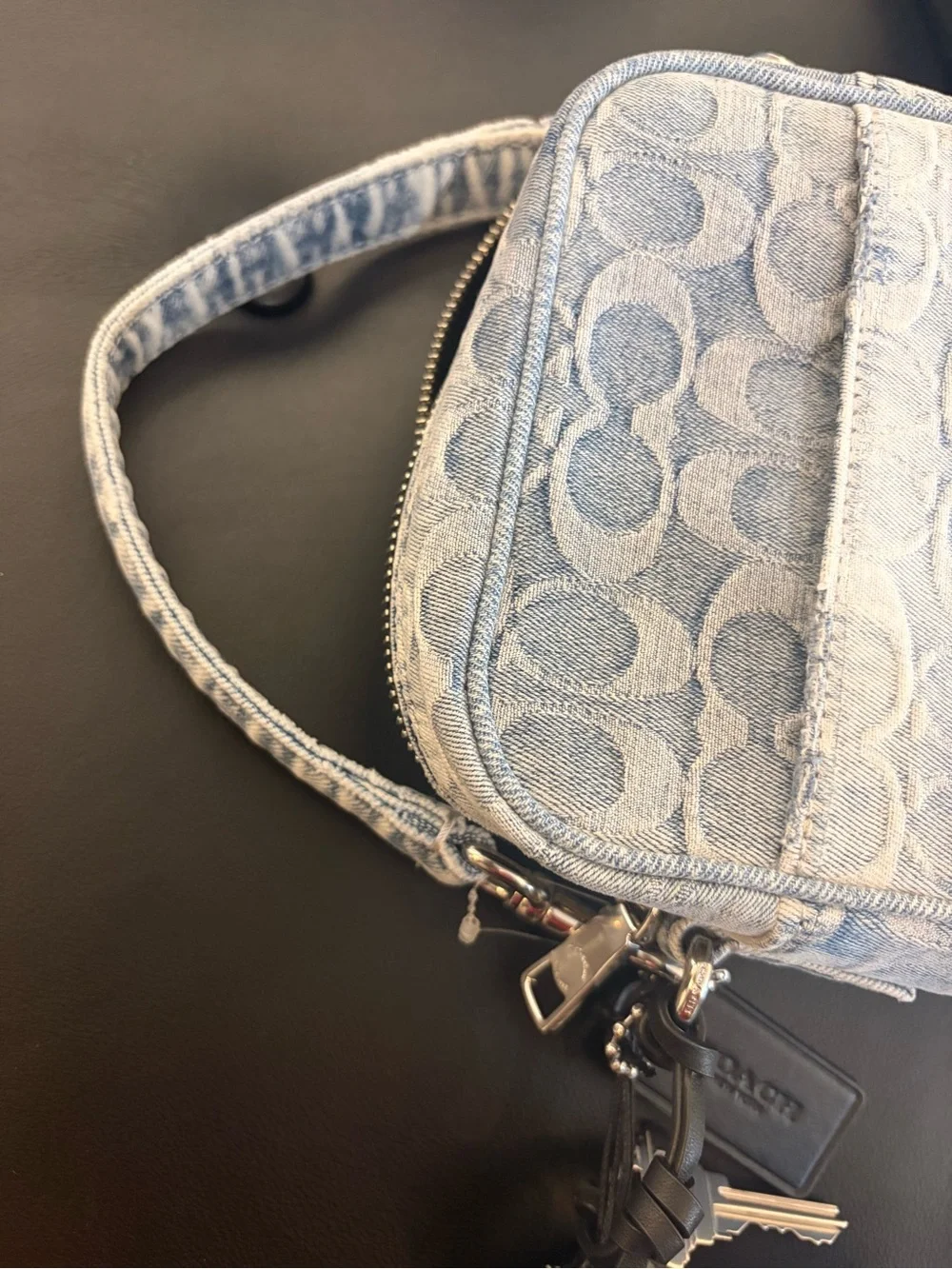 Coach Light Blue Signature Denim Crossbody Shoulder Bag unisex